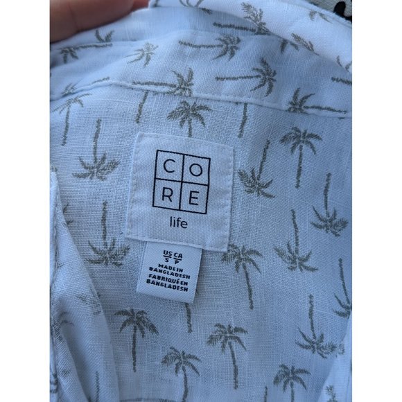 Long Sleeve Summer Button-up Top Palm Trees CORE Life Linen Small SM S - Picture 8 of 8